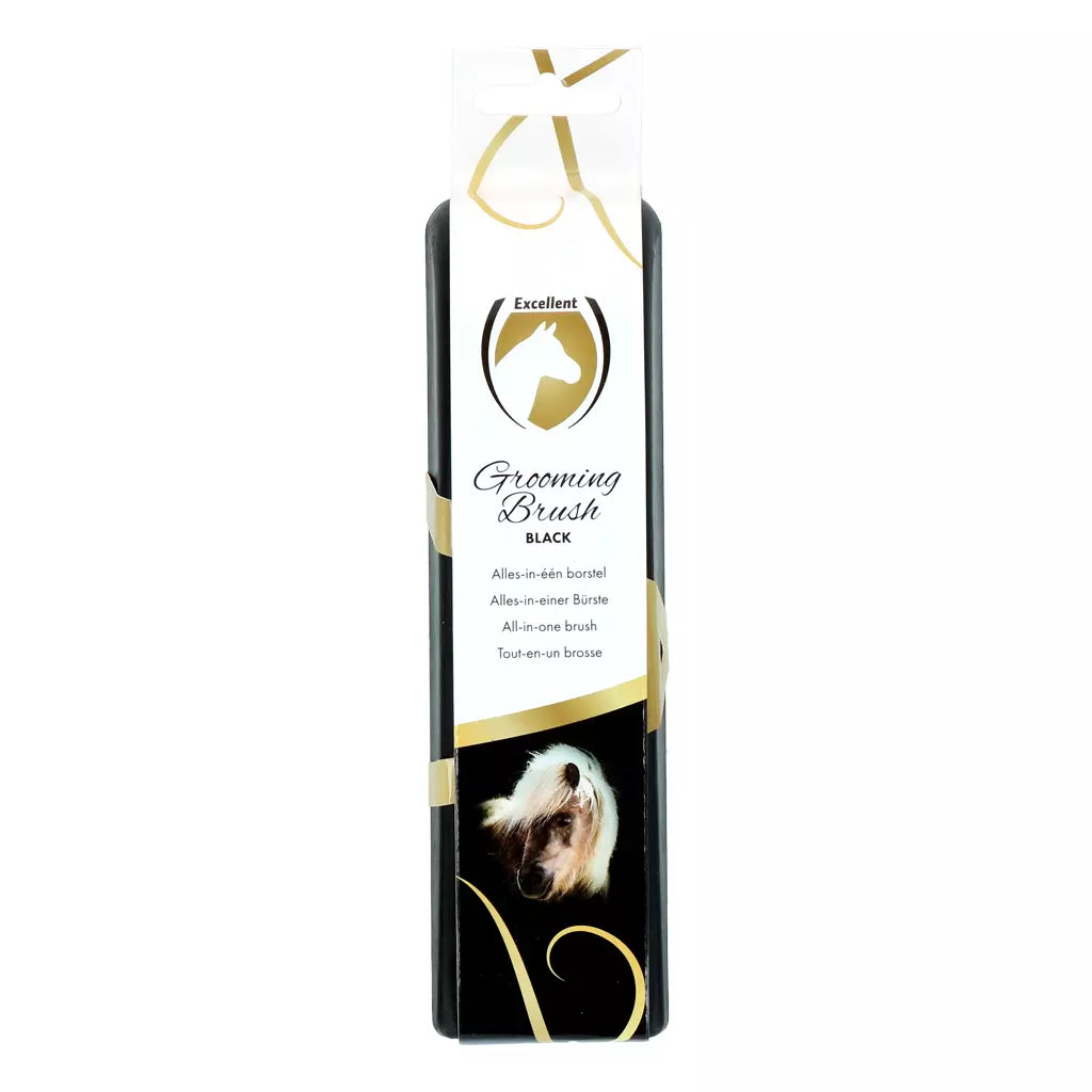 Excellent Horse Grooming Brush Medium zwart
